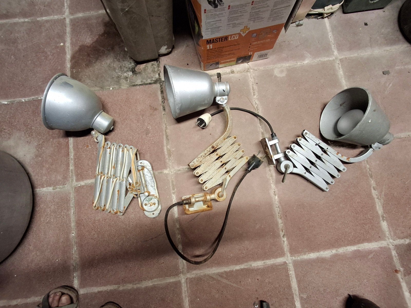 Vintage: industriële accordeonlamp naar keuze 3 stuks 40€ of, Ophalen