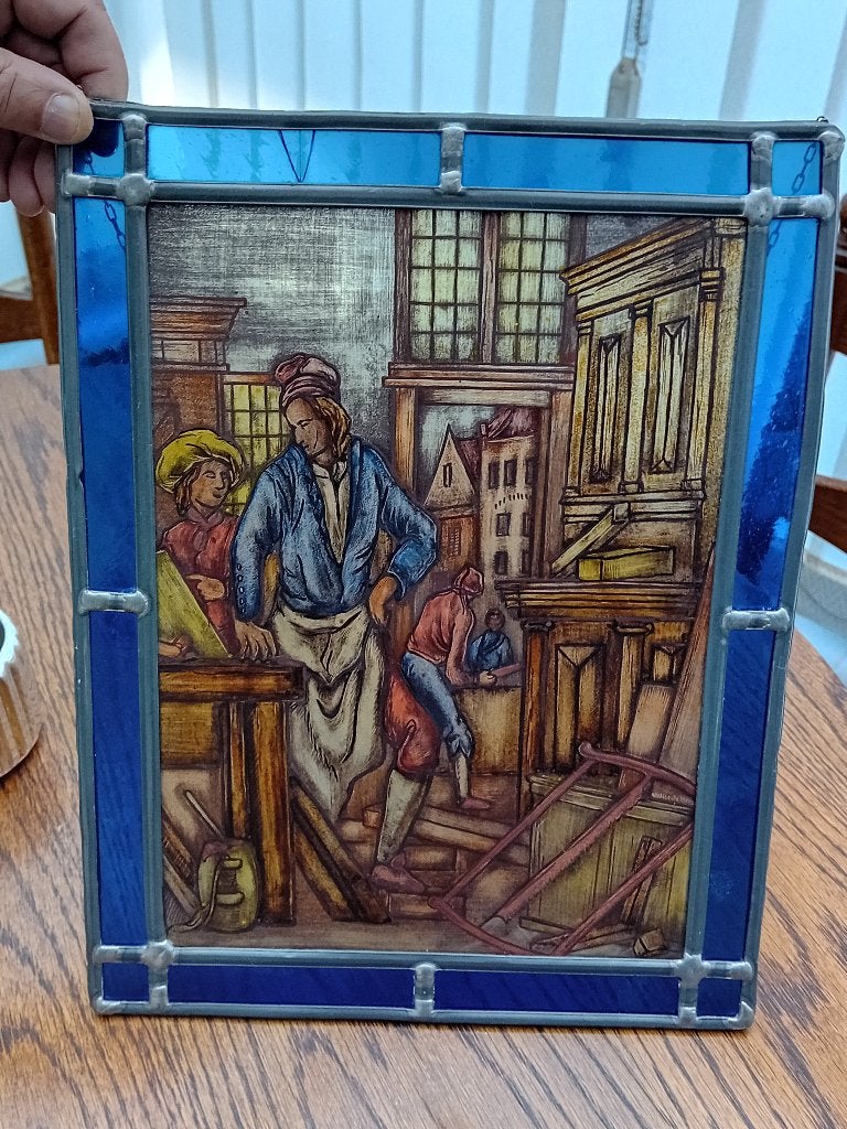 Glasraam in lood, Huis en Inrichting, Ophalen, Zo goed als nieuw, Handgemaakt, Overige typen