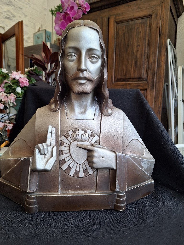 ANCIENNE STATUE RELIGIEUSE ART DECO CHRIST, Antiquités & Art, Enlèvement ou Envoi