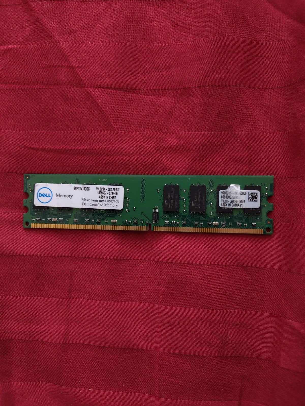 1x Dell Certified Memory 2GB DDR2 SDRAM 800MHz SNPYG410C/2G, Computers en Software, Ophalen of Verzenden, Zo goed als nieuw, DDR2