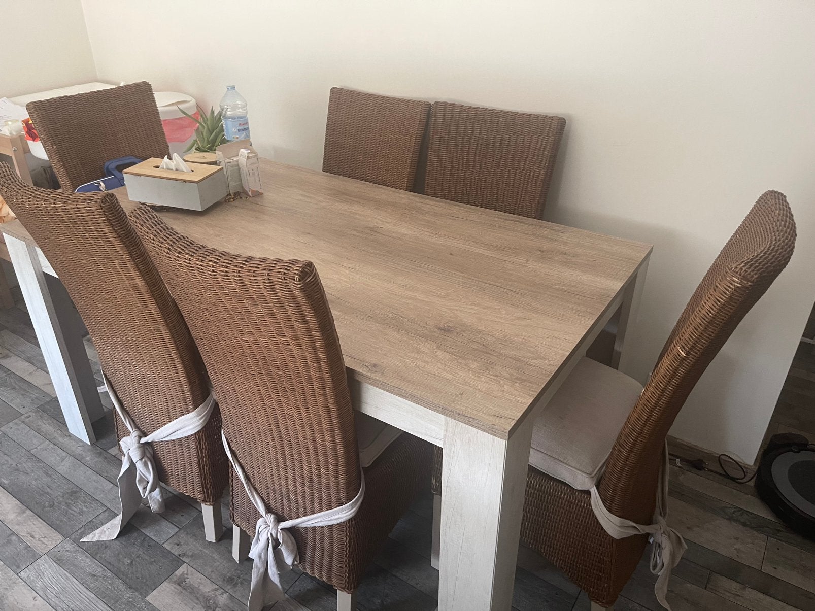 6 rieten stoelen met kussentje, Ophalen, Zo goed als nieuw