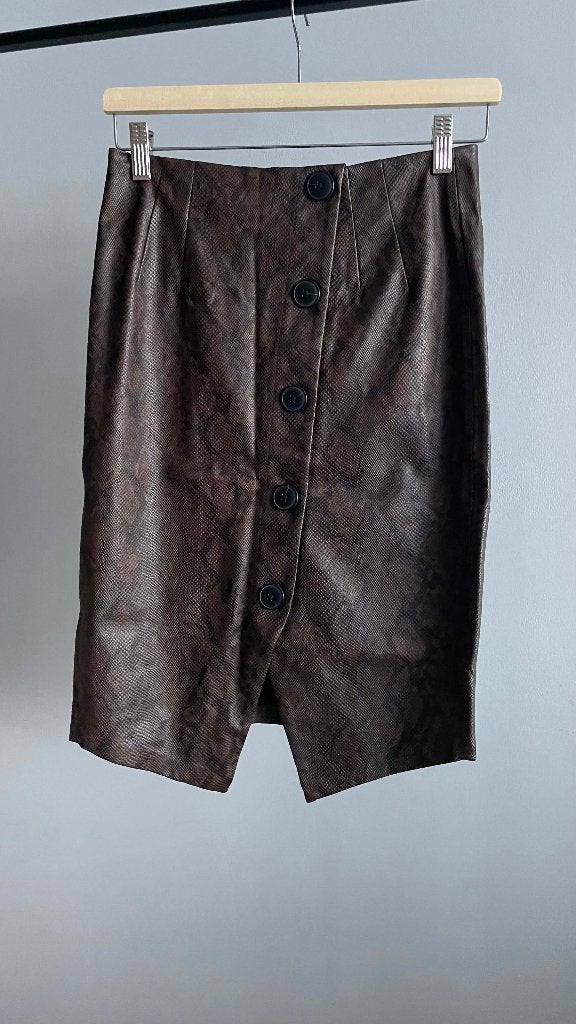 VERO MODA bruine python-rok van imitatieleer rechts XS, Bruin, Vero Moda, Ophalen of Verzenden, Zo goed als nieuw