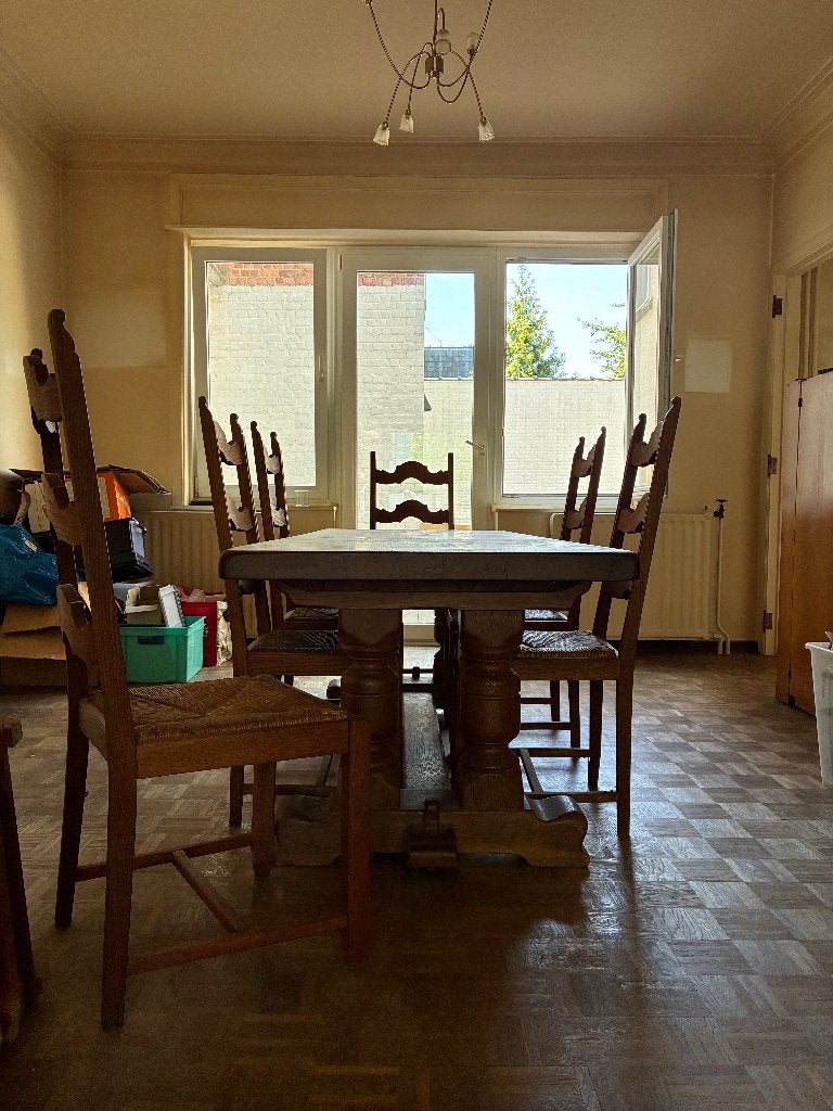 Tafel en stoelen, Ophalen, Gebruikt, Eikenhout, 200 cm of meer