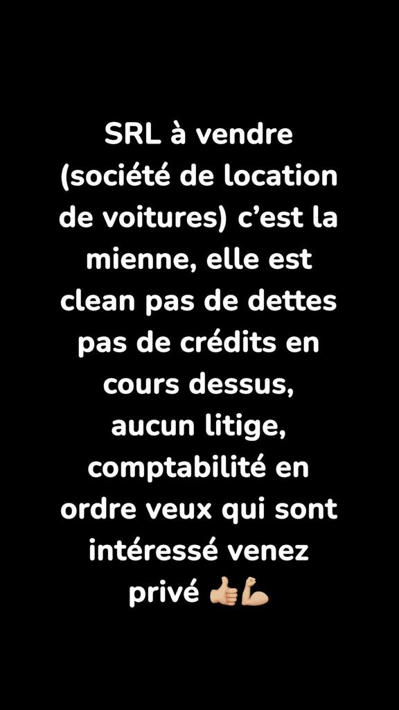 Société à vendre (SRL, location de voitures)