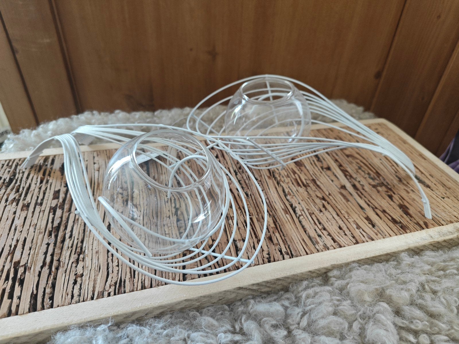 Lot 2 bougeoirs Vases Boules Support Métal Blanc Vague, Bougeoir pour bougie chauffe-plat, Enlèvement ou Envoi, Autres marques