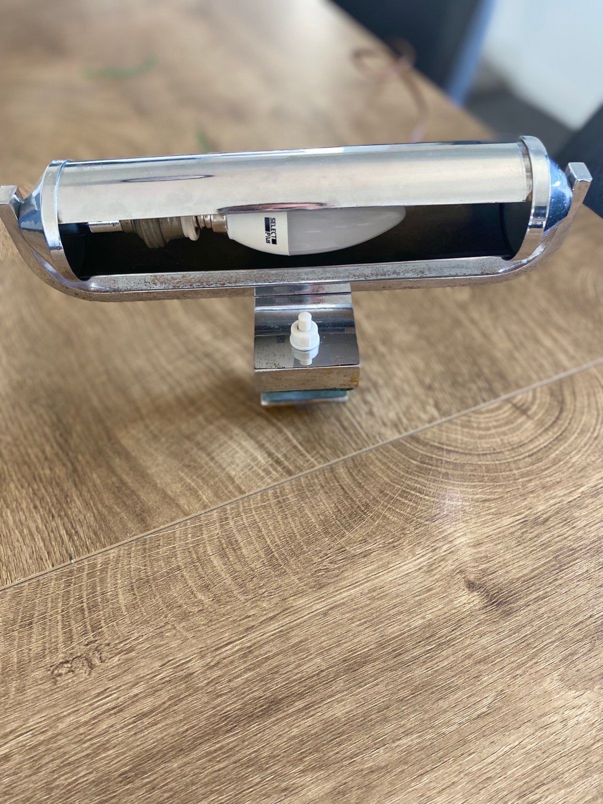 Klem bureaulamp van messing en nikkel, Ophalen, Overige materialen, Gebruikt, Art deco