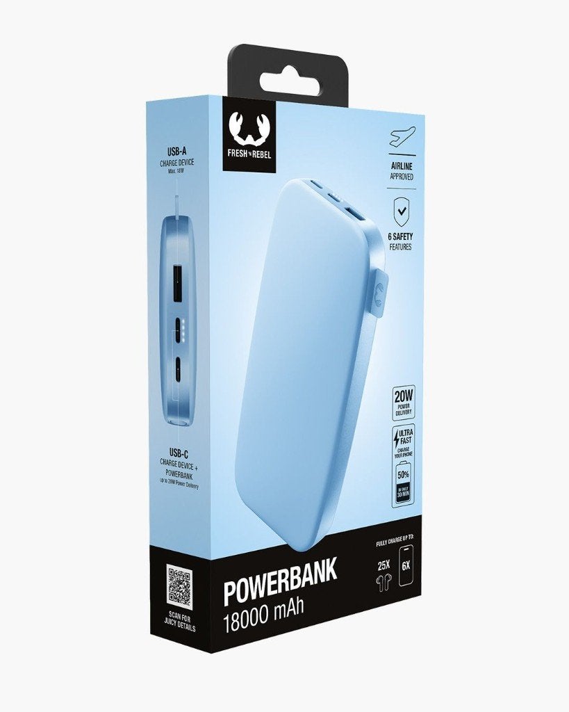 Fresh ’n Rebel Powerbank 18000 mAh Vivid Blue € 33, Enlèvement ou Envoi, Neuf, Fresh 'n Rebel