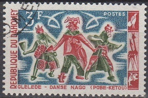 Dahomey - Guelede Danse Nago - 1964, Ophalen of Verzenden, Gestempeld
