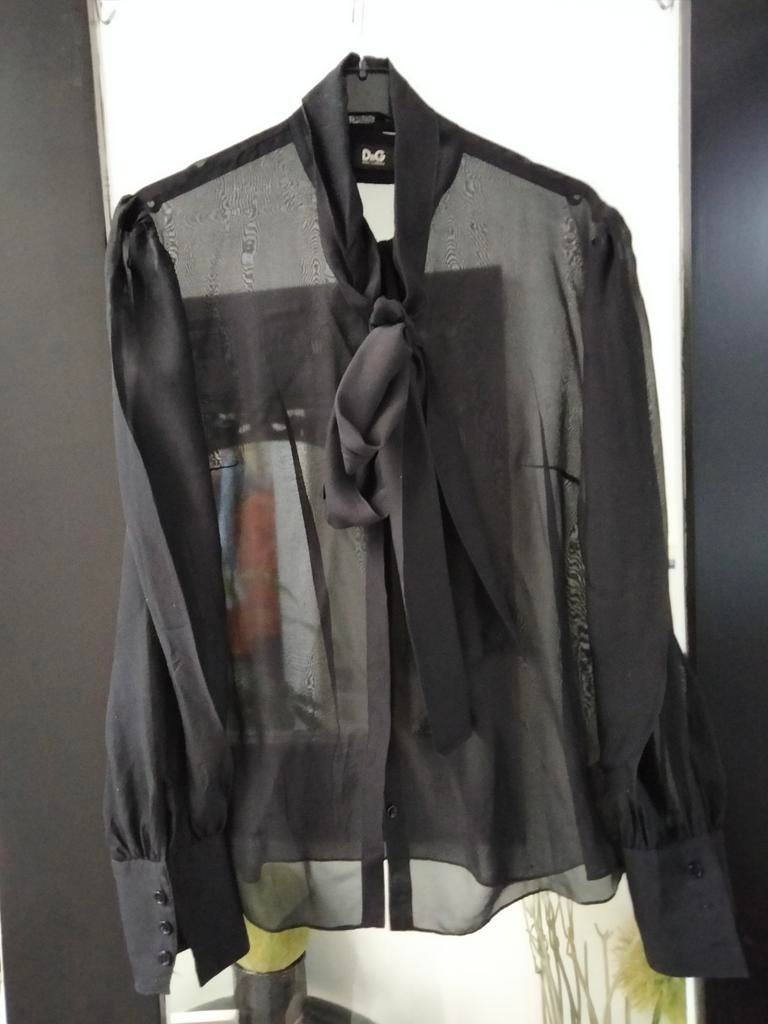 Zijden zwarte bloes.Dolce &Gabana.Italiaanse 44., Ophalen of Verzenden