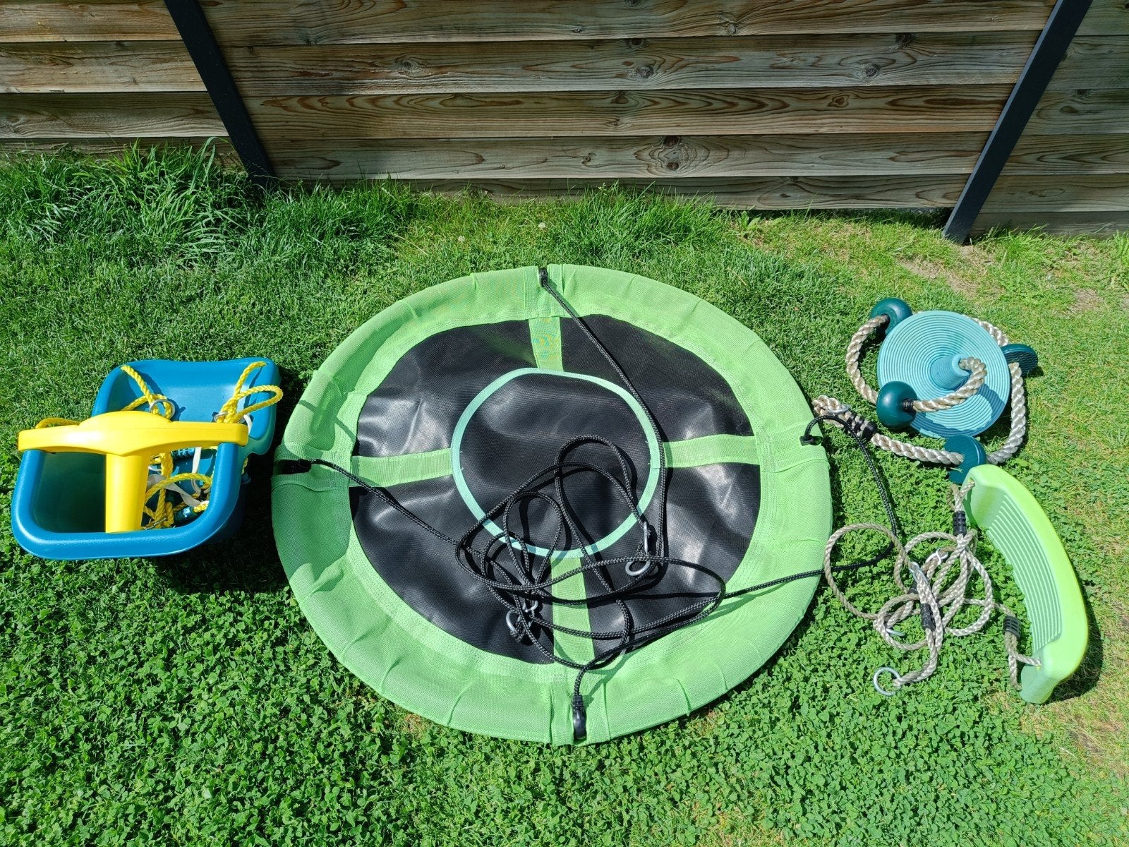 Lot : Balançoires / Siège bébé / Corde à noeuds avec plateau, Enlèvement ou Envoi, Comme neuf, Balançoire