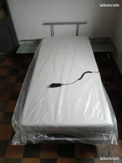 Lit complet électrique 200x 90 avec matelas et tête de lit, Maison & Meubles, Chambre à coucher | Lits, Neuf, Une personne, 90 cm
