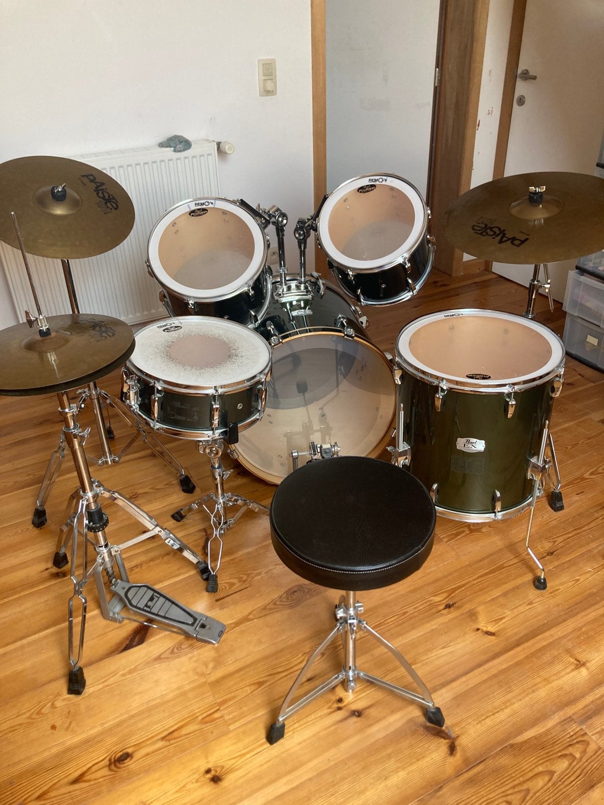 Pearl drumstel donkergroen, Muziek en Instrumenten, Ophalen, Gebruikt, Pearl