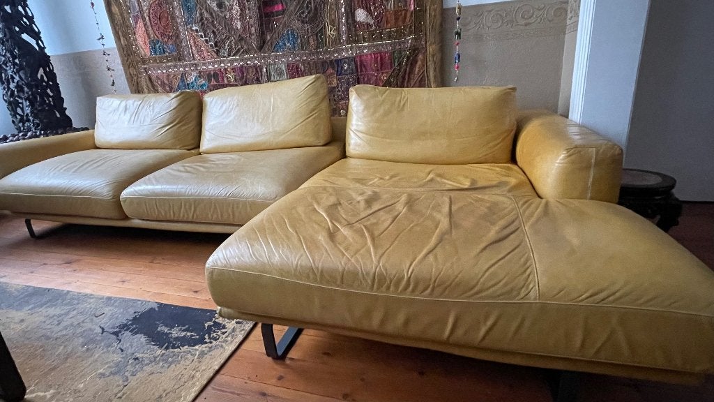 HOEKSALON in 2 delen / leder / merk Natuzzi / GRATIS, Huis en Inrichting, Ophalen, Gebruikt