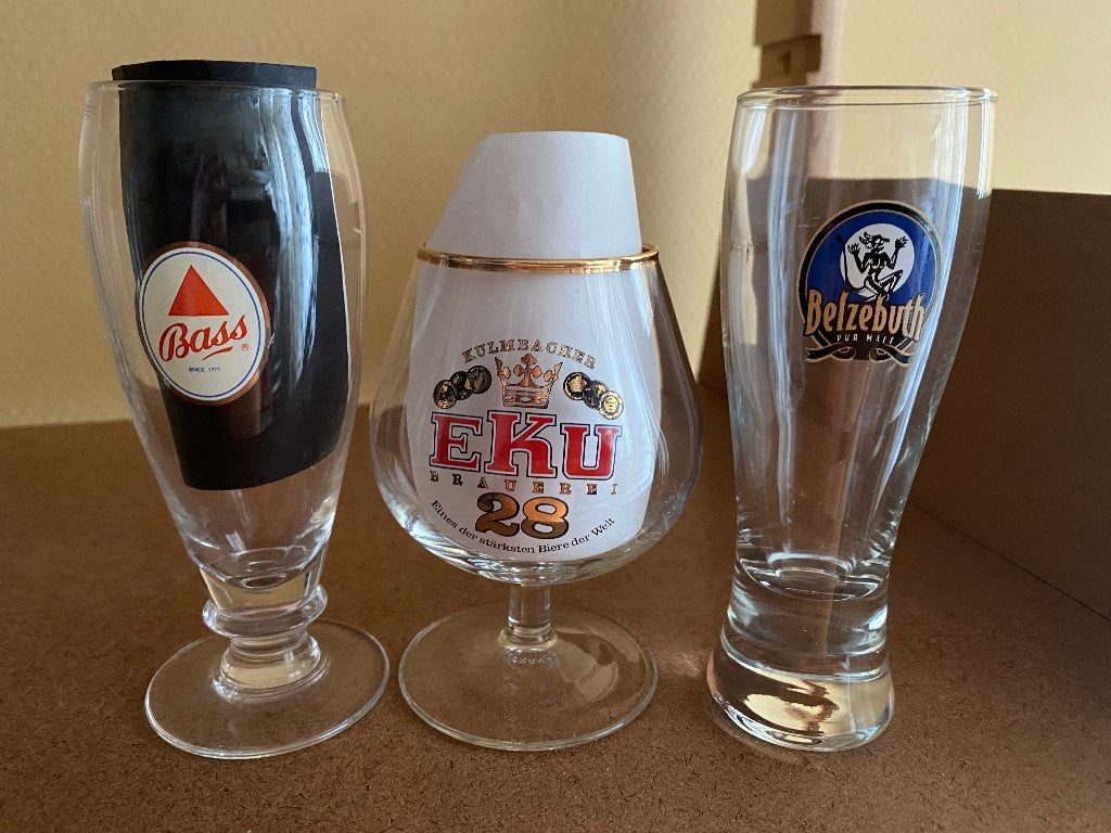 3 galopins bière (EKU, BASS, Belzébuth), Collections, Enlèvement ou Envoi, Neuf, Verre ou Verres