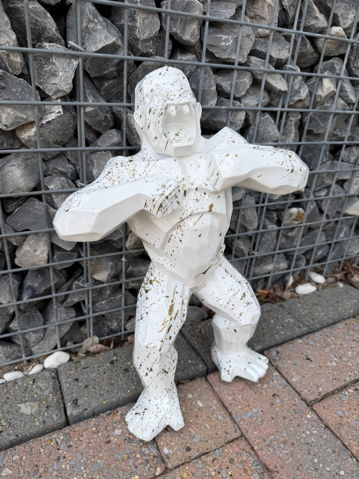 Gorilla wit met goud, Ophalen, Nieuw, Dierenbeeld