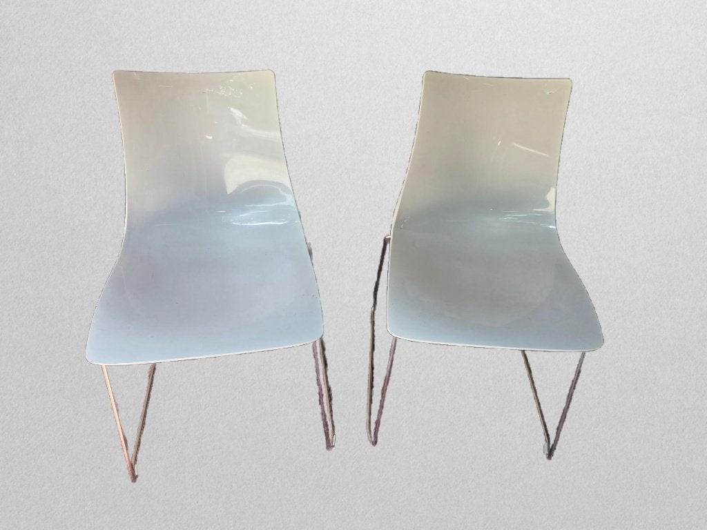 Set van 2 moderne designstoelen – wit met chroom, Maison & Meubles, Chaises, Blanc, Enlèvement