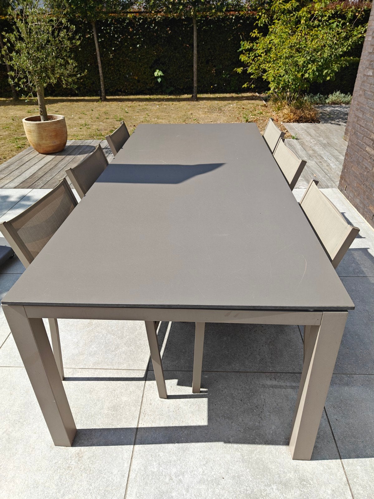 Tuintafel met 6 stoelen, Ophalen, Gebruikt, Rechthoekig, Aluminium
