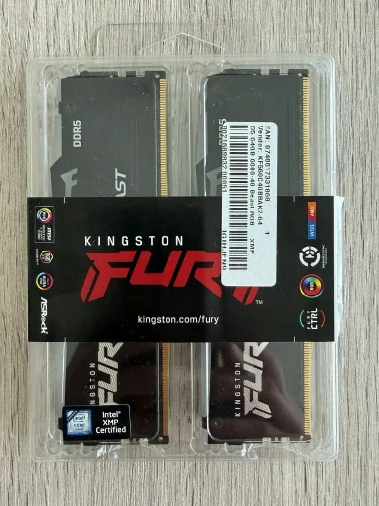 Kingston Fury RGB DDR5-6000 CL40 de 64 Go (2 x 32 Go), Enlèvement ou Envoi, Utilisé, Desktop, DDR5