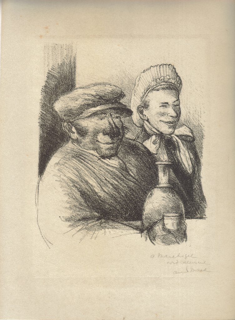 André Mare litho "À Marechigel, cordialement", opgedragen, Antiek en Kunst, Gesigneerd, Ophalen, Portret en Figuren, Lithografie