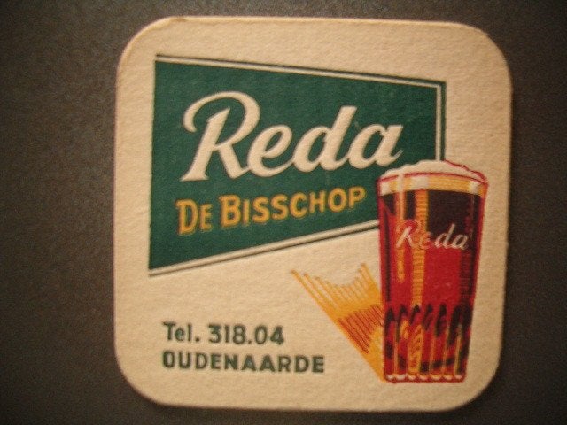 Bierviltje De Bisschop Leupegem 5 : 94 x 94 mm, grote hoeken, Verzamelen, Ophalen of Verzenden, Gebruikt, Viltje(s)