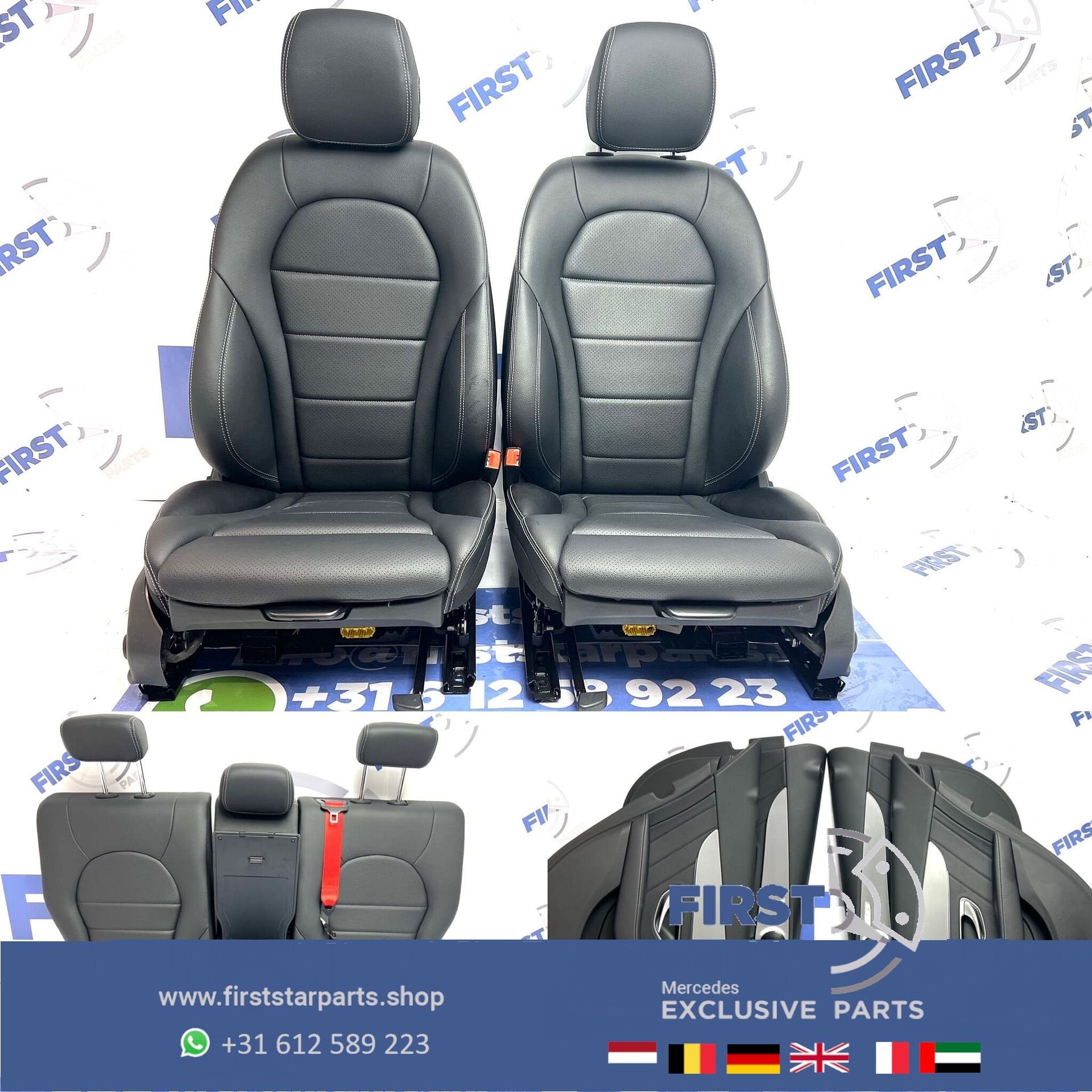 W205 C43 AMG INTERIEUR Mercedes C Klasse 2020 STOELEN Ledere, Gebruikt, -, Ophalen of Verzenden, -