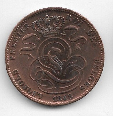 België: 5 cent 1848 FR ("F" + punt) in prachtig !!= morin 75, Postzegels en Munten, Verzenden, Losse munt