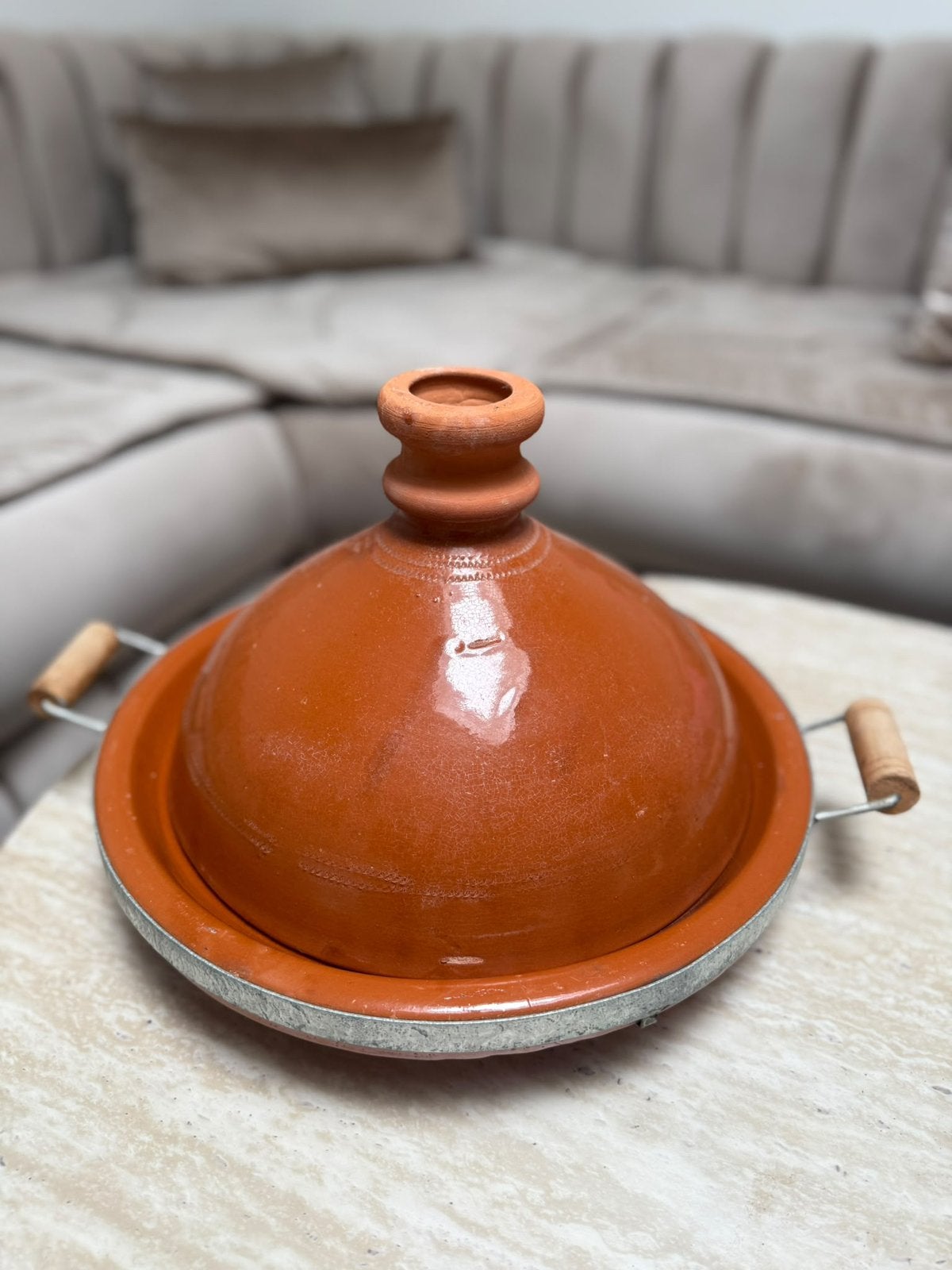 Tajine kookpot aardewerk – terracotta – met handvatten, Avec poignées, Enlèvement, Comme neuf, Tajine