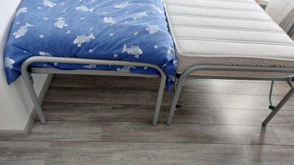 Bed twin divanbed avek met 1 matras, Maison & Meubles, Chambre à coucher | Lits, Neuf, Une personne, Métal, Gris, Enlèvement