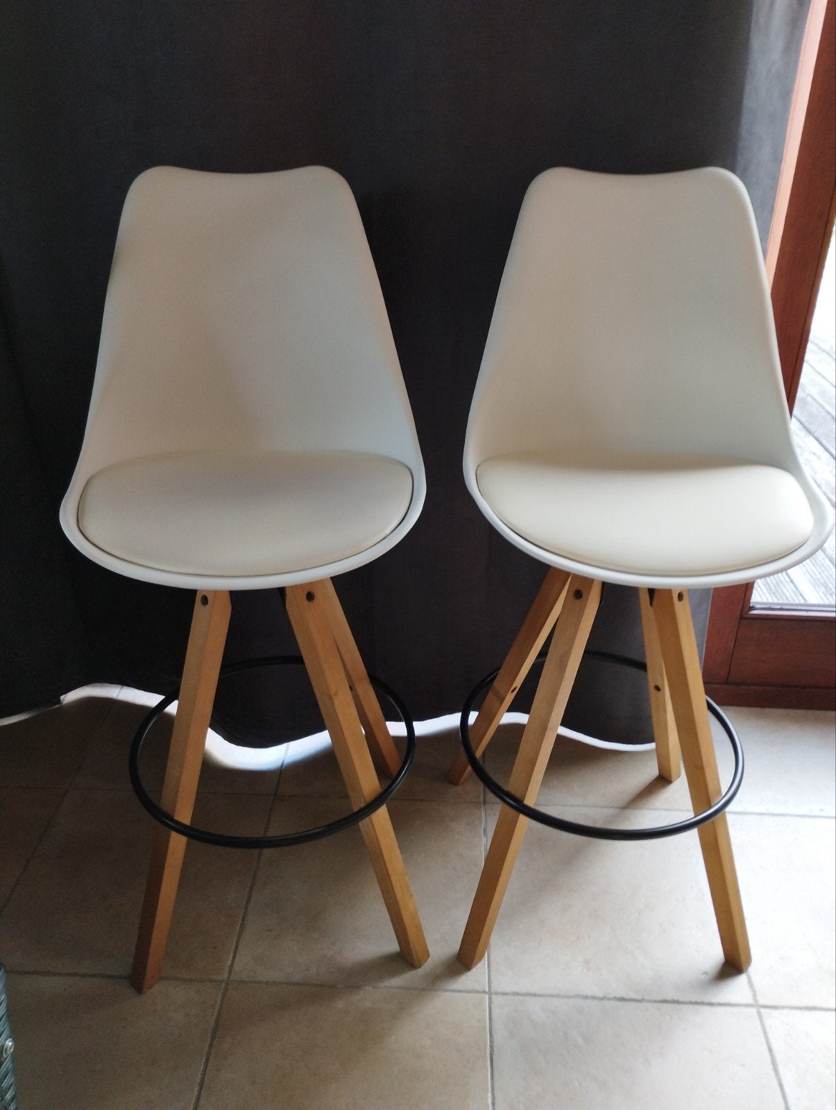 2 chaises hautes, Maison & Meubles, Tabourets de bar, 90 cm ou plus, Bois, Avec repose-pieds, 2 tabourets