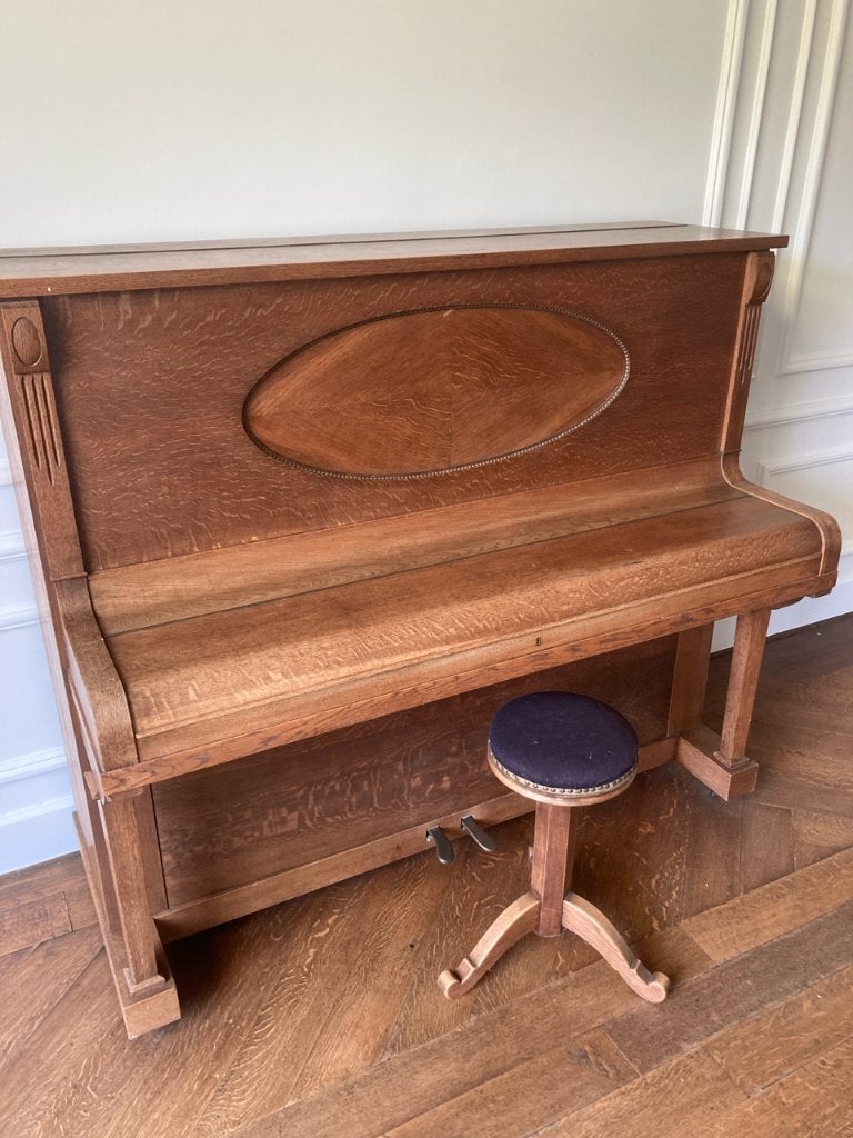 Buffetpiano met pianokruk - Cnudde (Gent), Muziek en Instrumenten, Ophalen, Gebruikt, Bruin, Piano