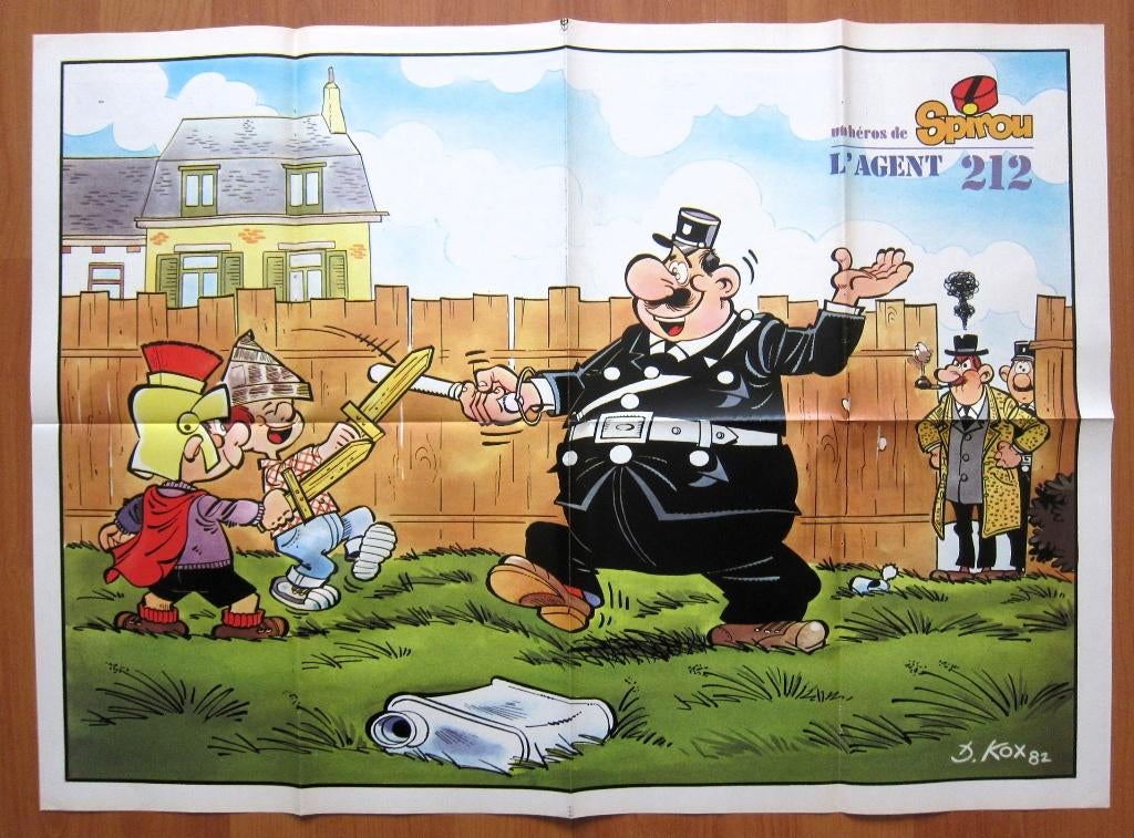 Poster double Spirou 2325 Agent 212 + école de la BD (1982), Boeken, Stripverhalen, Zo goed als nieuw, Eén stripboek, Ophalen of Verzenden