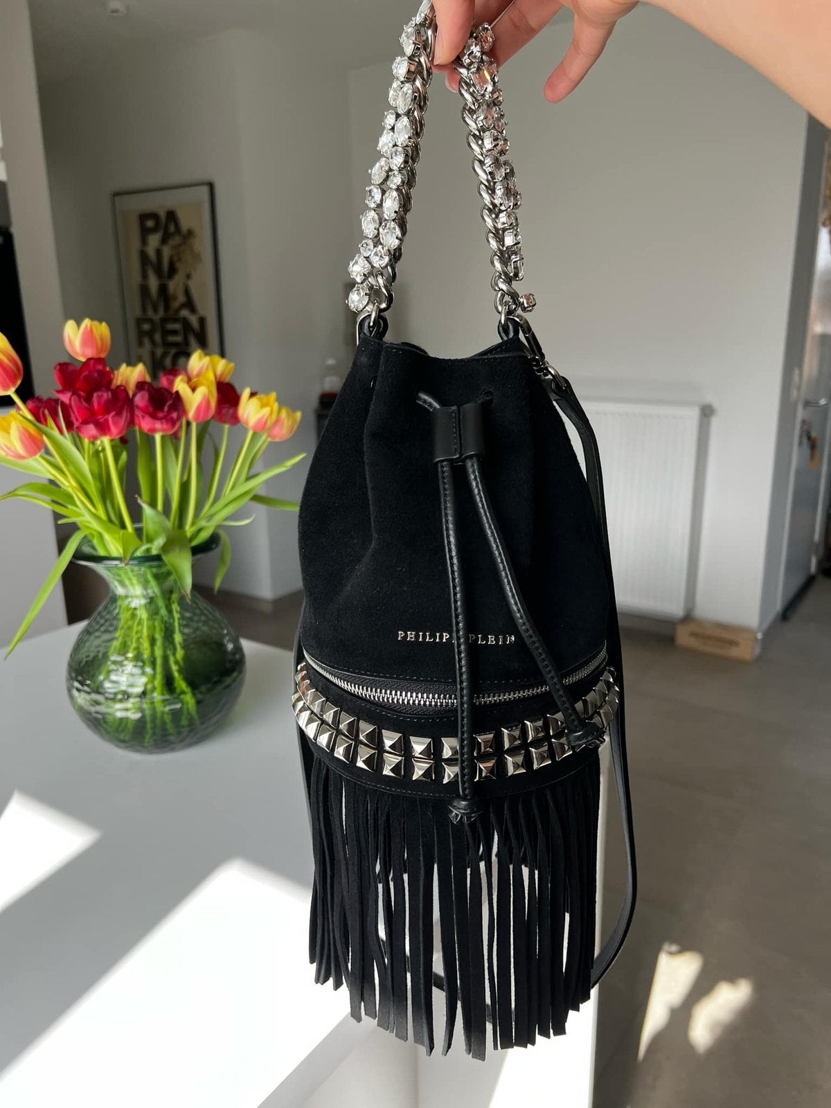 Philipp Plein suede fringe bucket bag, Enlèvement ou Envoi, Comme neuf