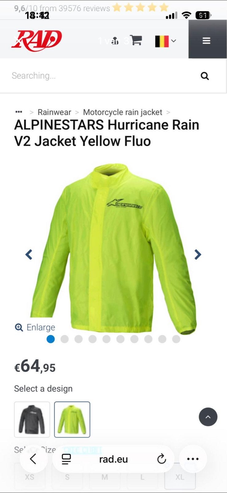 ALPINESTARS hurricane rain jacket yellow fluo, Ophalen, Tweedehands, Heren, Jas | textiel