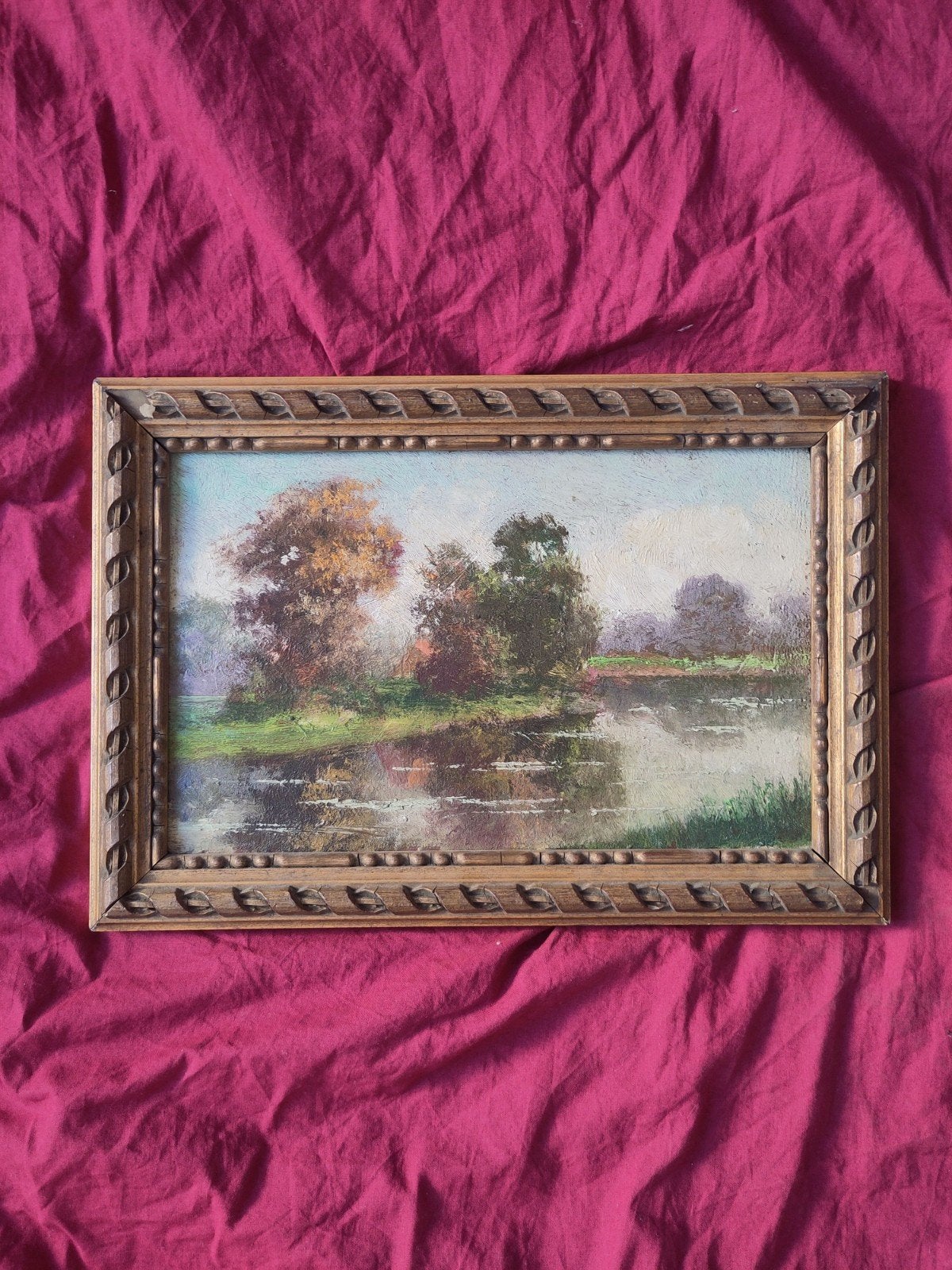 Paysage de bord de lac, Antiquités & Art, Art | Peinture | Classique, Impressionniste, Signé, Paysage