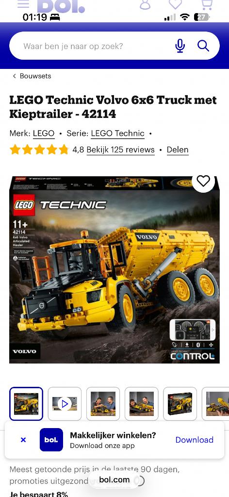 Dump truck Volvo, Kinderen en Baby's, Speelgoed | Duplo en Lego, Ophalen, Compleet, Overige thema's, Lego