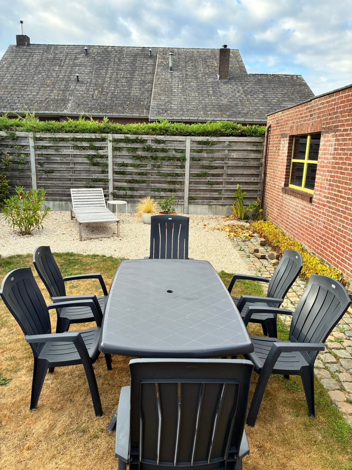Allibert tuinset kunsstof blauw 177x100, Ophalen, Kunststof, Gebruikt, Eettafel