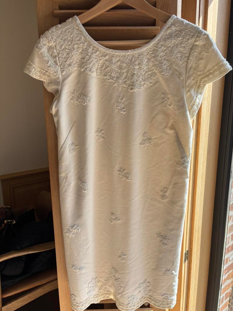Twinset kleedje met parels en broderie maat S, Ophalen, Zo goed als nieuw, Maat 36 (S)