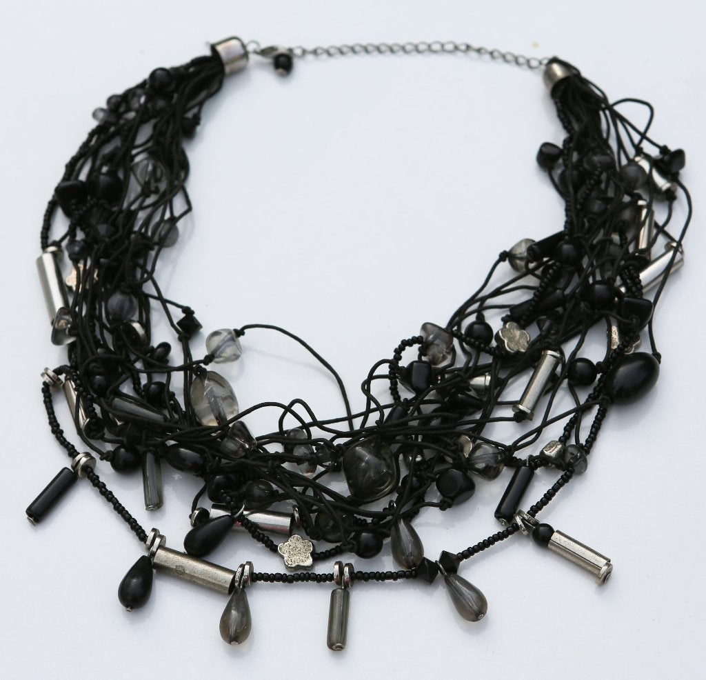 Superbe collier court, Enlèvement ou Envoi, Comme neuf, Noir, Argent