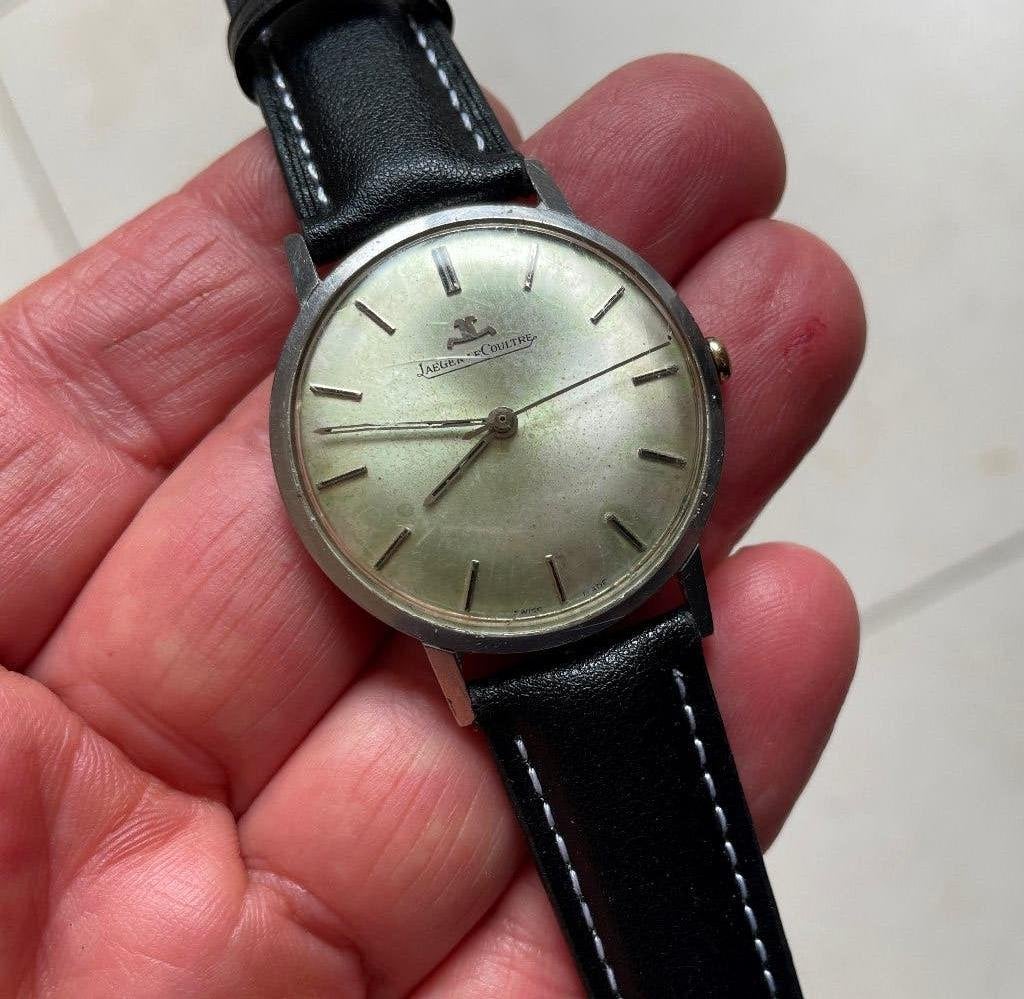 JAEGER LECOULTRE mechanisch horloge van volledig staal, Ophalen, Polshorloge, Leer, Gebruikt