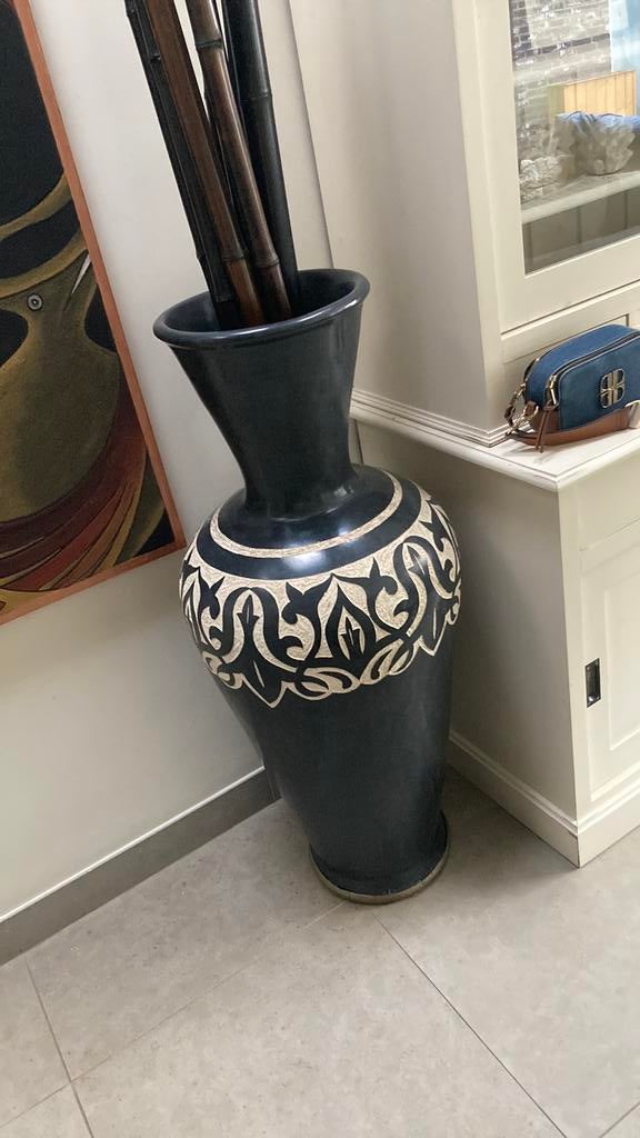 Grote vaas handgesneden Marrakech, Ophalen, Zo goed als nieuw