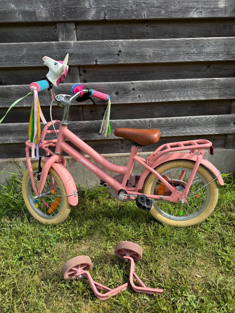 Fiets roze, Ophalen, Zo goed als nieuw, Terugtraprem, 14 inch of minder