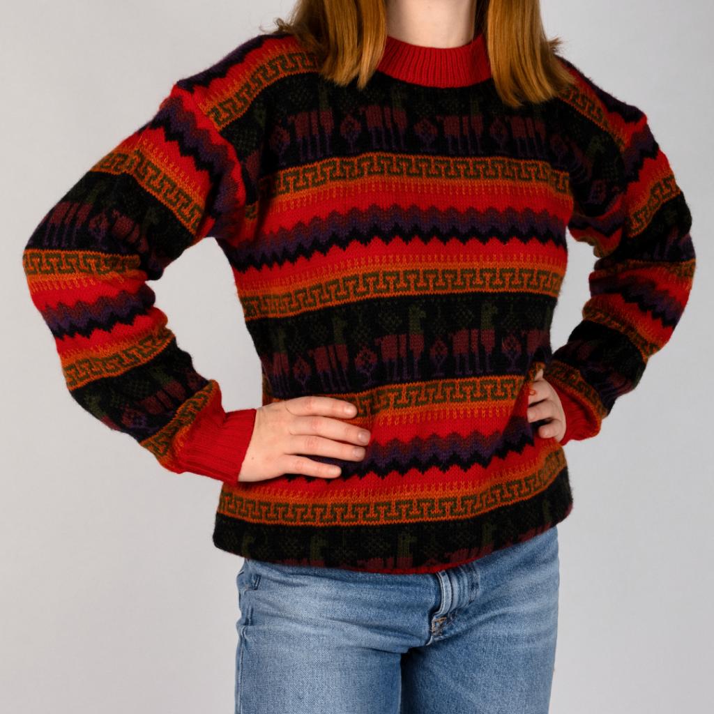 Alpaka Trui met Patroon Maat M Handgebreide Trui uit Peru, Verzenden, Nieuw, Rood, ANDERE