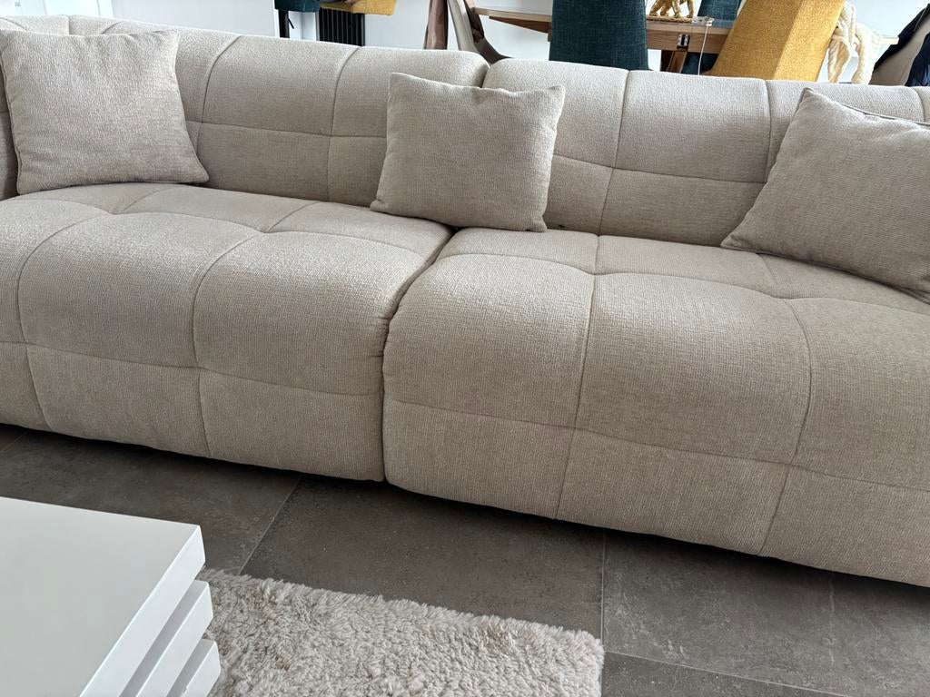 Salon complet beige coton côtelé, Enlèvement, Comme neuf