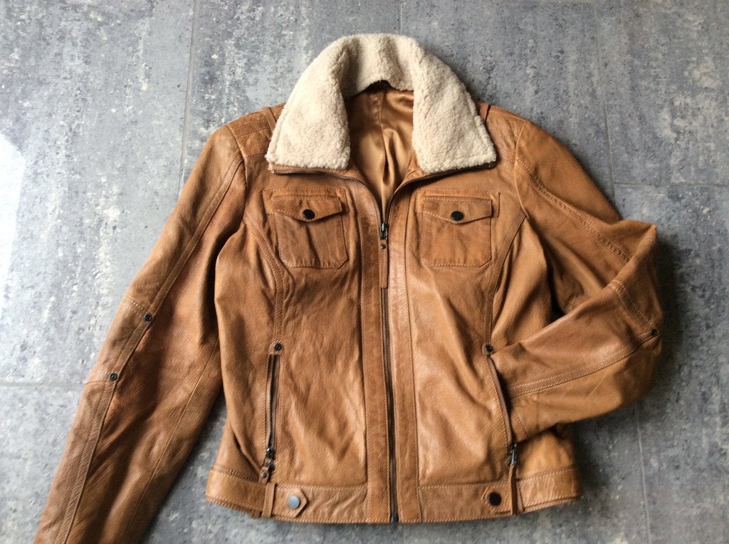 Veste en cuir cognac 38/40, Vêtements | Femmes, Taille 38/40 (M), Enlèvement ou Envoi, Comme neuf, Brun