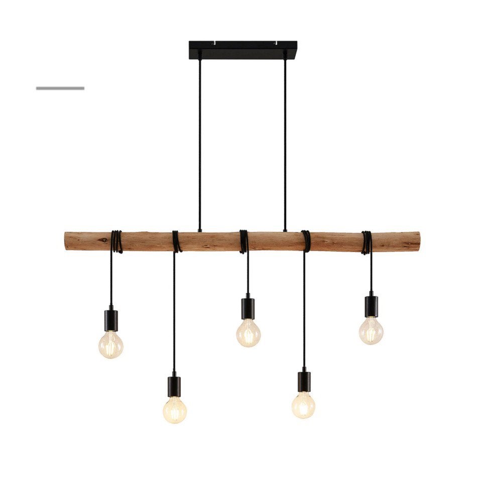 Lampe plafond en bois, Comme neuf, Enlèvement, E27 (grand), Industriel