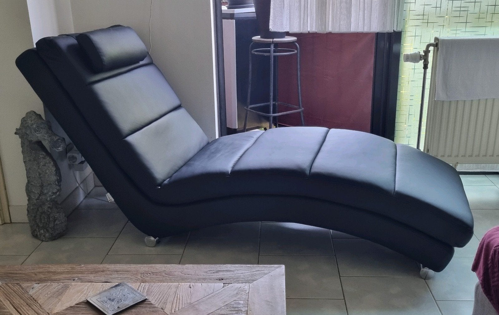 Chaise longue de salon / Canapé / Liseuse de salon noir/noir, Métal, Banc droit, Enlèvement, Moderne