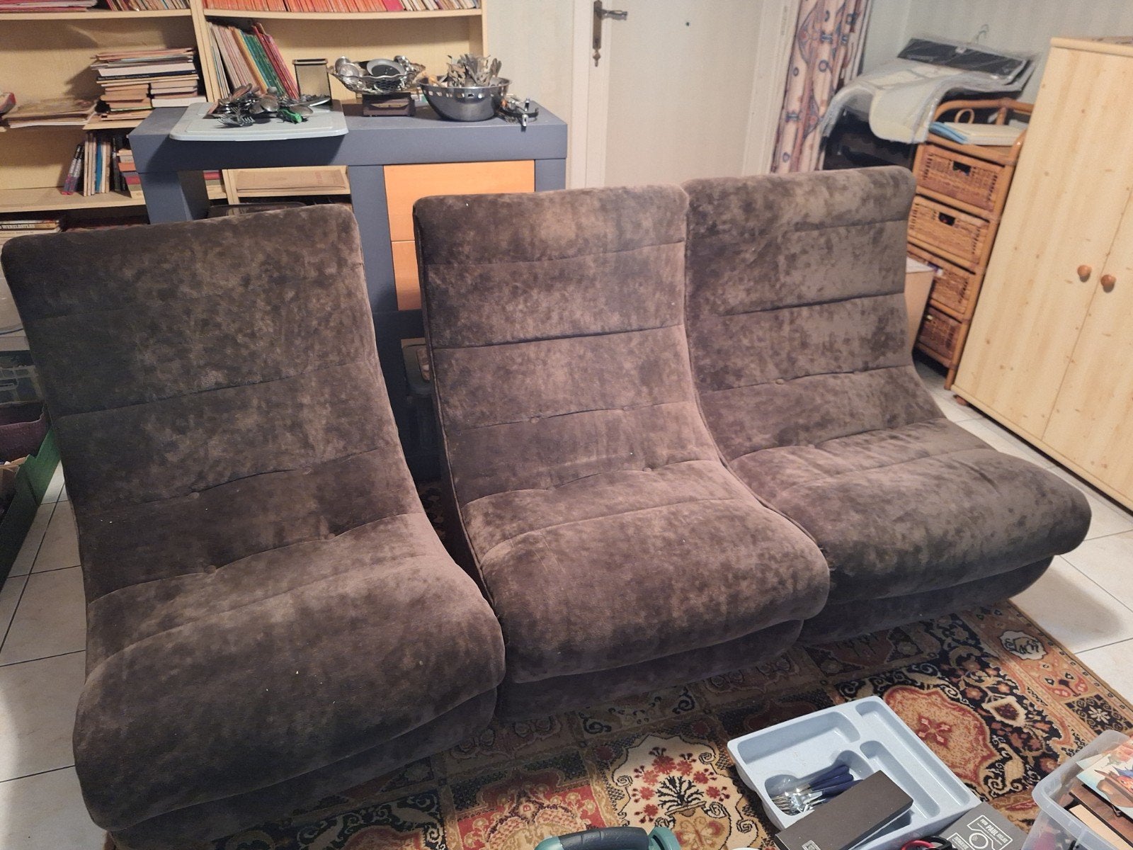 3xzetel.65 cm breedte/zetel.Je kan er een 2 en of 3 zit van, Maison & Meubles, Autres dimensions, 150 à 200 cm, Comme neuf, Enlèvement
