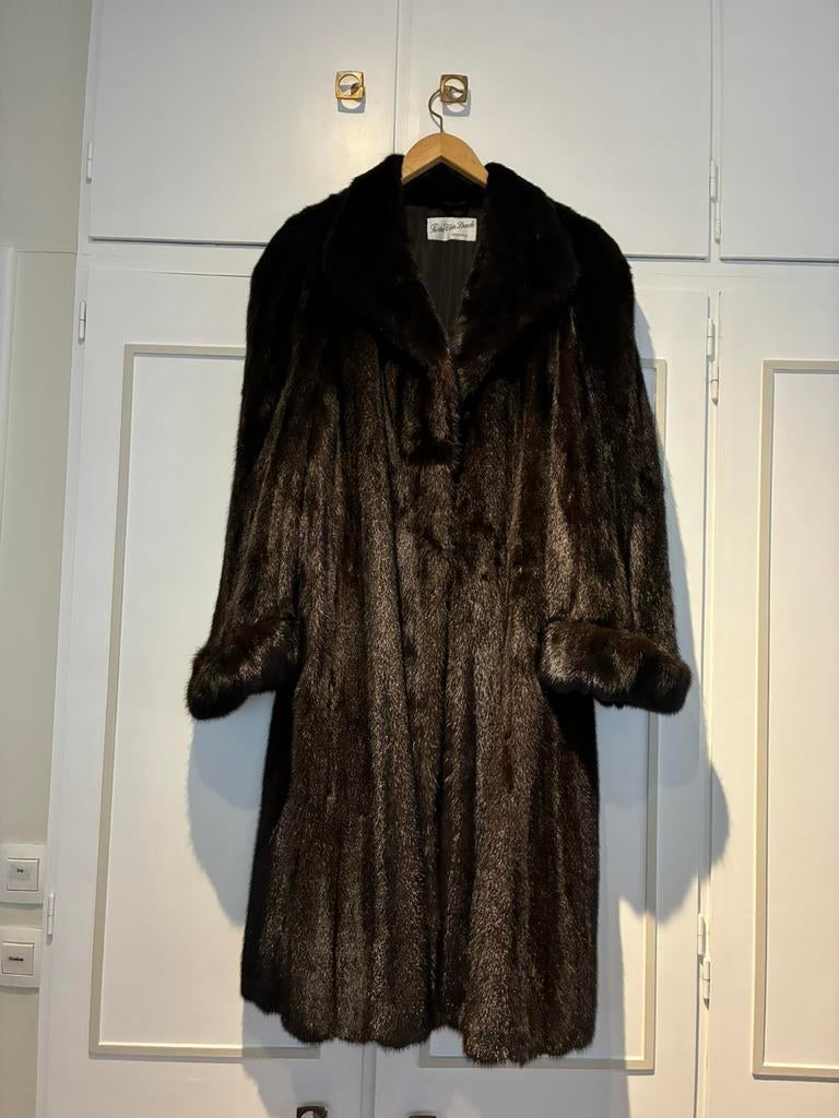Manteau de fourrure vison brun, Ophalen, Zo goed als nieuw, Maat 42/44 (L), Bruin