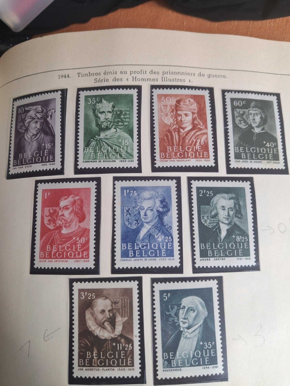 1944 Belgique  série  Hommes illustres, Enlèvement ou Envoi