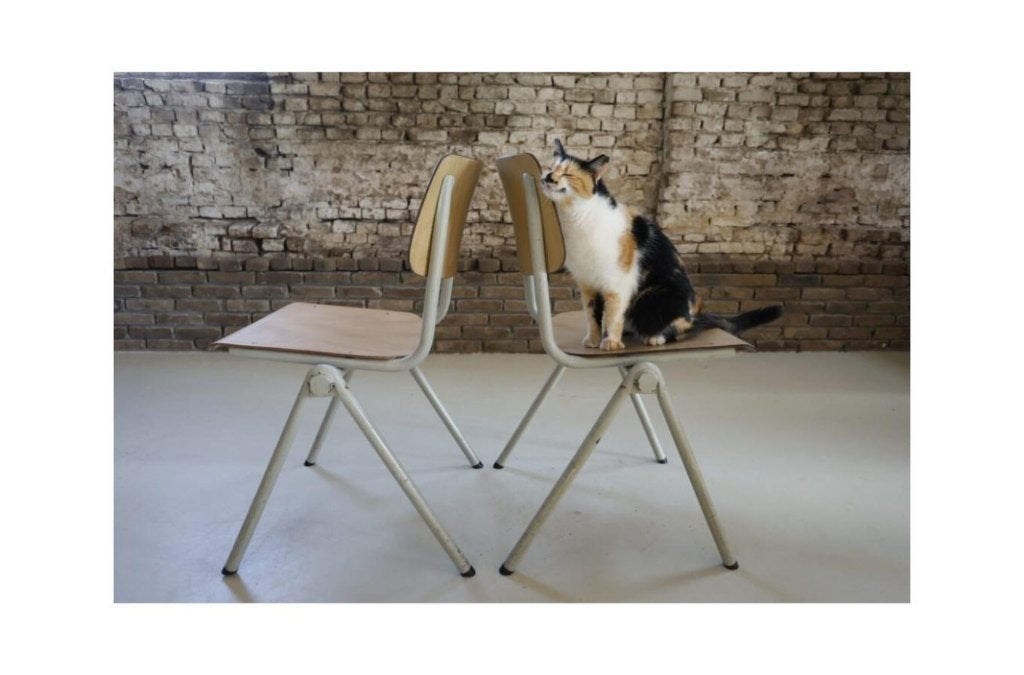 Vintage Galvanitas S35 schoolstoelen vanille/bicolor, Antiek en Kunst, Ophalen